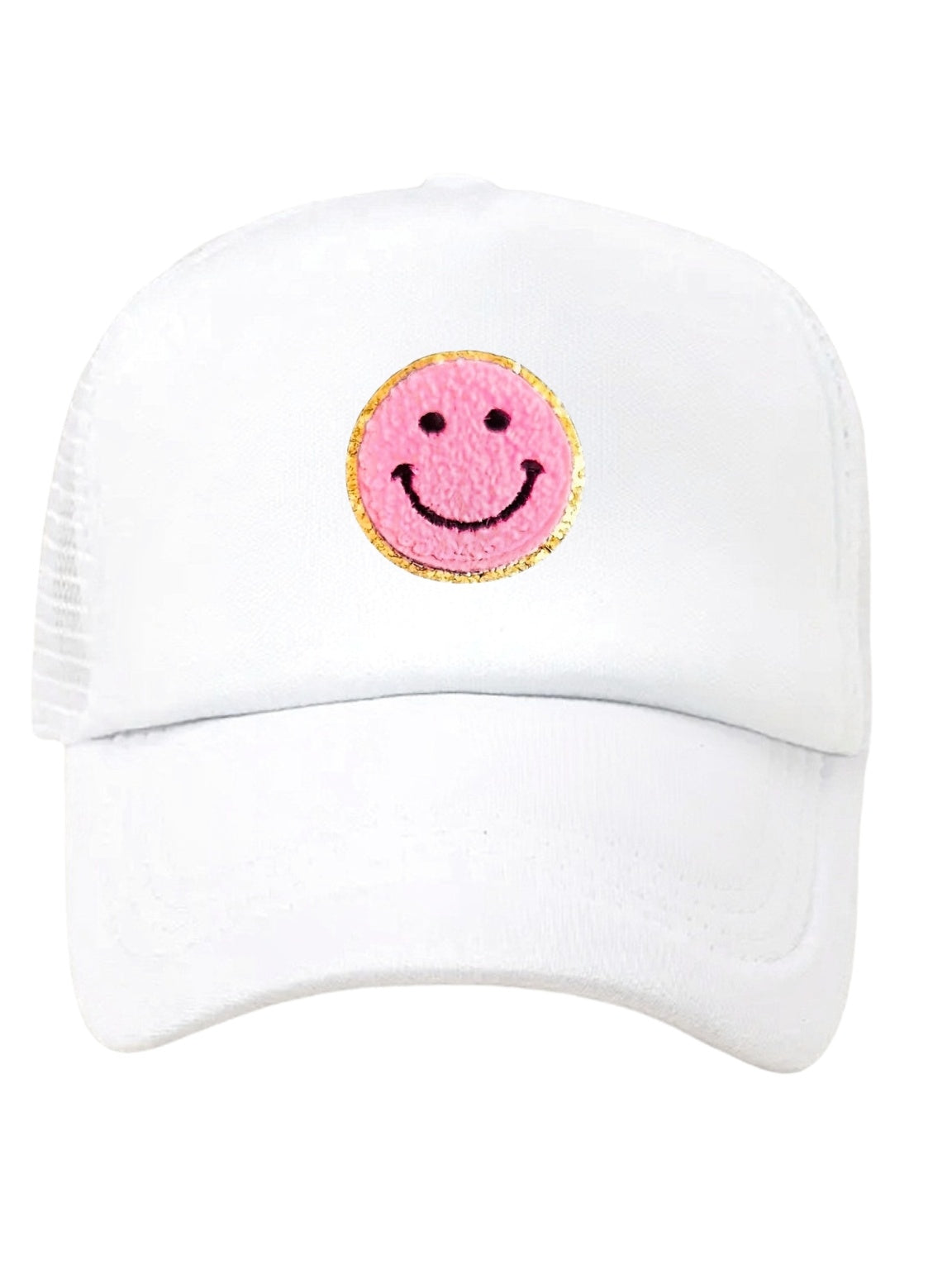 Lymaja Trucker Cap in weiss mit einem rosa Smiley