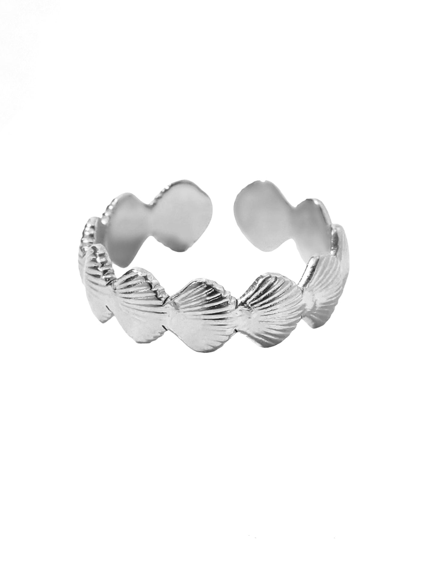 Muschel Ring in silber aus 316L Edelstahl verstellbar von Lymaja Jewelry