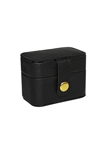 Kleine tragbare Ring Box Black aus schwarzem Pu Leder für Ringe von Lymaja Jewelry