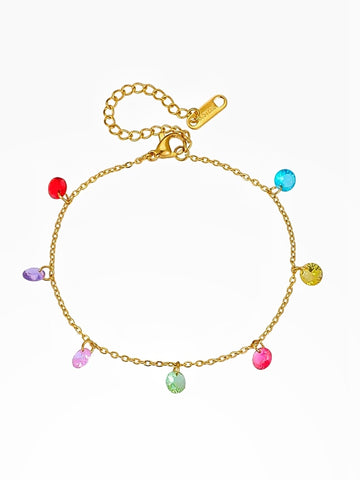 Rainbow Armkette gold Edelstahl mit bunten Zirkon Steinen von Lymaja Jewerly