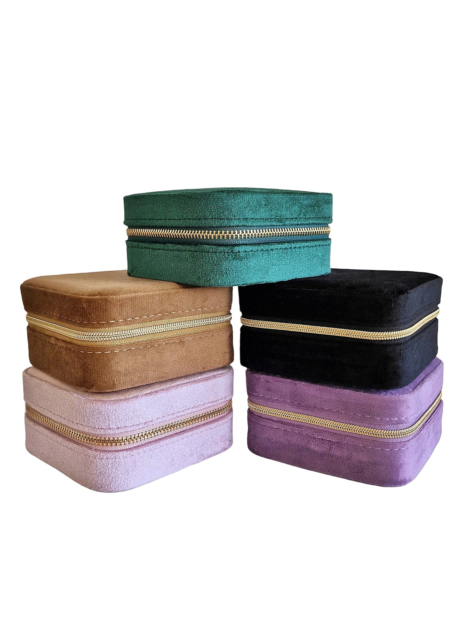 Samt Schmuckkästchen in schwarz grün braun lila und lavendel für Ringe Ohrringe und Armbänder als Schmuck Organizer für Frauen und Männer von Lymaja Jewerly 