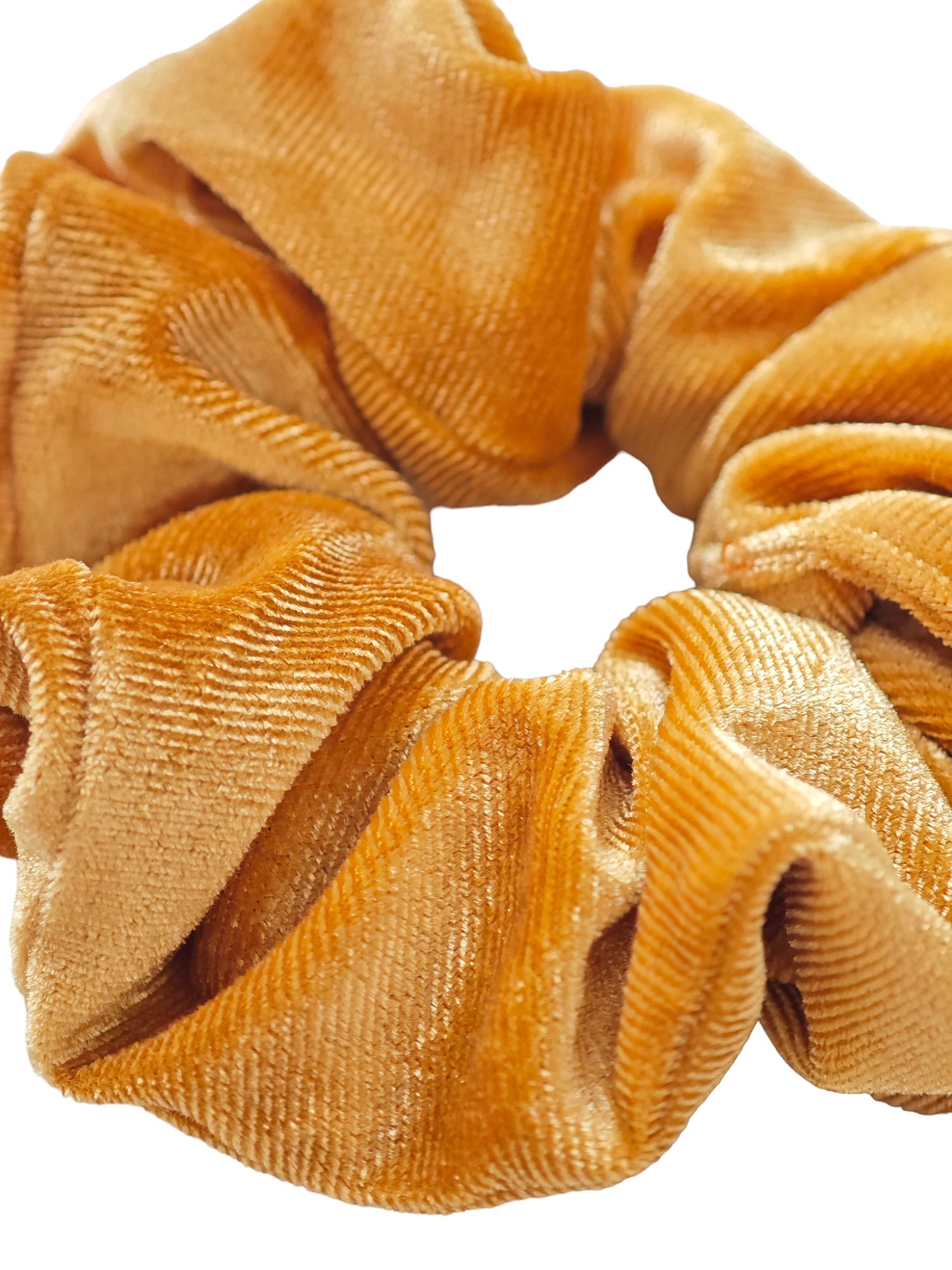 Samt Scrunchie in Ocker Gelb Gold weicher Haargummi für Frauen von Lymaja Jewelry 