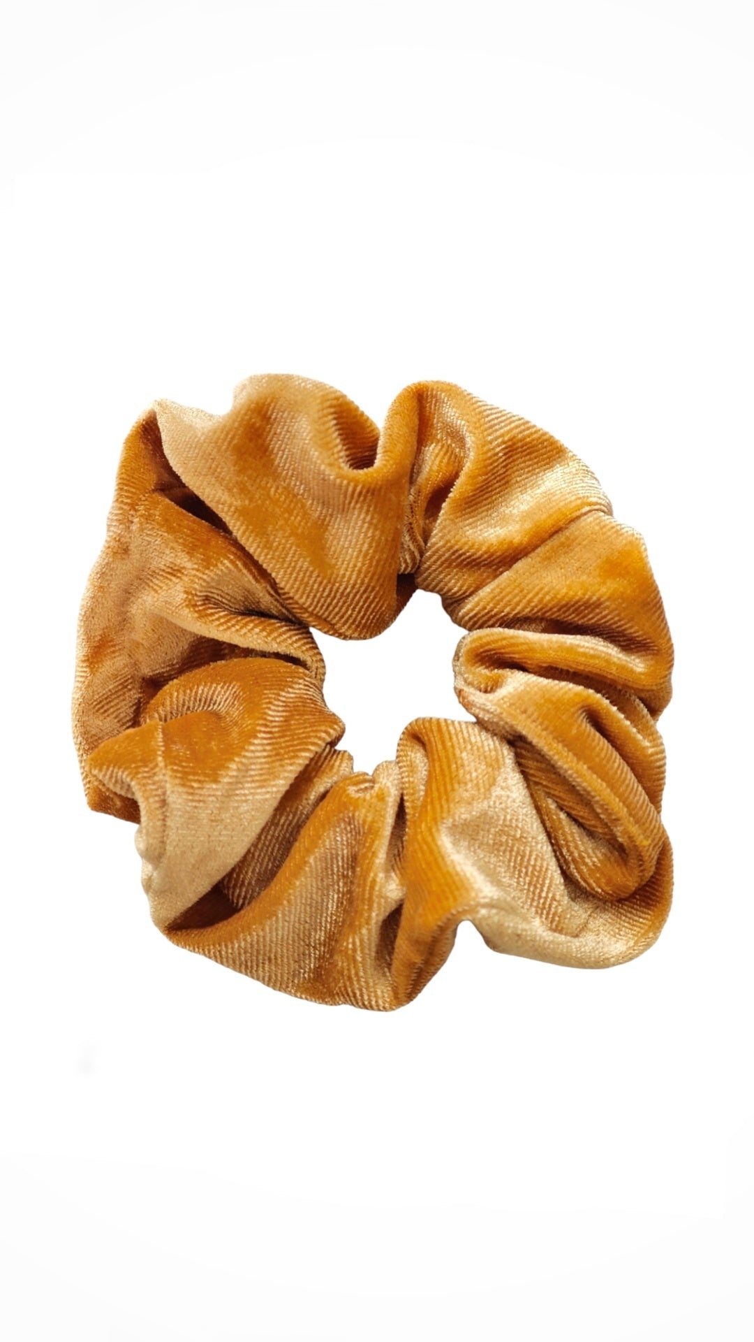 Samt Scrunchie in Ocker Gelb Gold weicher Haargummi für Frauen von Lymaja Jewelry 