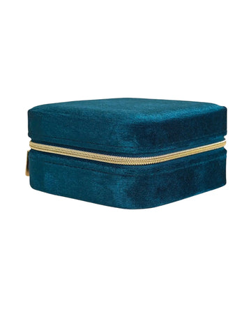 Samt Schmuckkästchen Organizer in Petrol Blau für Ringe Halsketten und Ohrringe von Lymaja Jewelry 