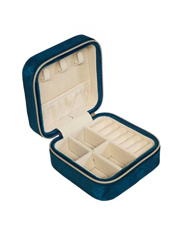 Samt Schmuckkästchen Organizer in Petrol Blau für Ringe Halsketten und Ohrringe von Lymaja Jewelry