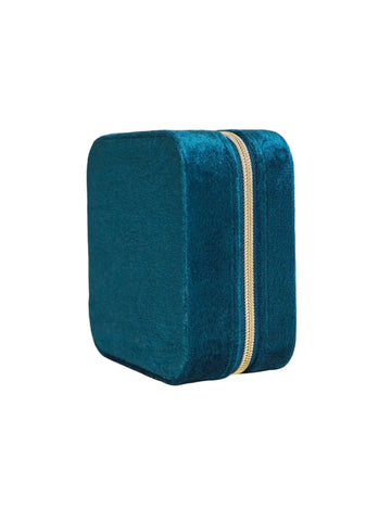 Samt Schmuckkästchen Organizer in Petrol Blau für Ringe Halsketten und Ohrringe von Lymaja Jewelry 