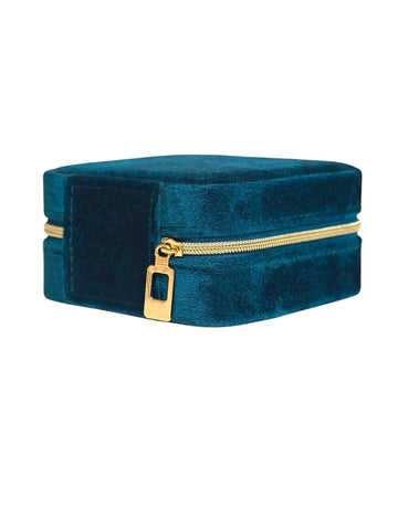 Samt Schmuckkästchen Organizer in Petrol Blau für Ringe Halsketten und Ohrringe von Lymaja Jewelry