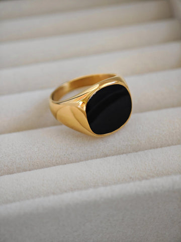 Siegel Ring Golden Black für Maenner aus 18k Edelstahl von Lymaja Jewelry