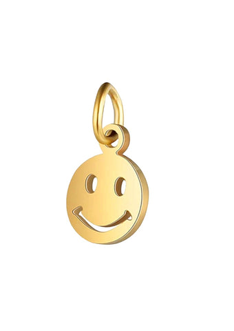 Smiley Halsketten Charm Anhänger mit einem Lachen in 18k Gold von Lymaja Jewelry 