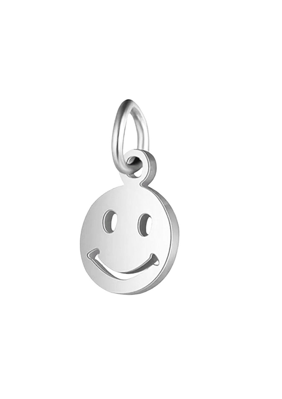 Smiley Halsketten Charm Anhänger mit einem Lachen in Silber Edelstahl von Lymaja Jewelry 