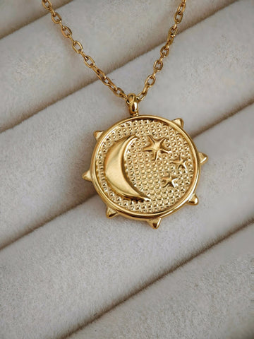 Sonne Mond und Sterne Halskette in gold aus 18k Edelstahl von Lymaja Jewelry