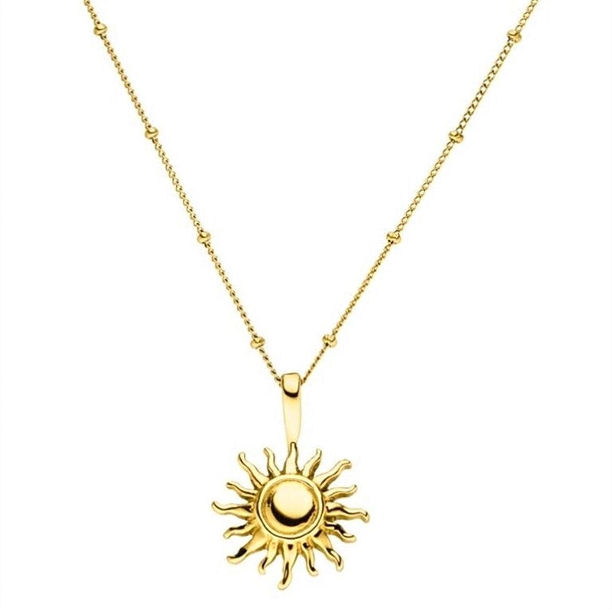 Lymaja Sonnen Halskette Gold mit einem Sonnen Anhänger in gold