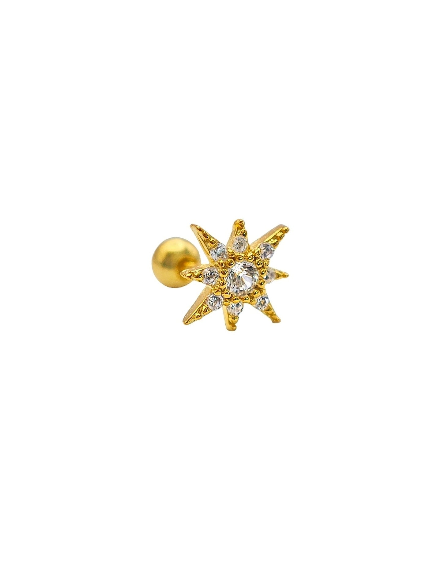 Stern Piercing Helix Ohrstecker aus 925 Sterling Silber in 18k gold mit einem Stern aus Zirkon von Lymaja Jewelry