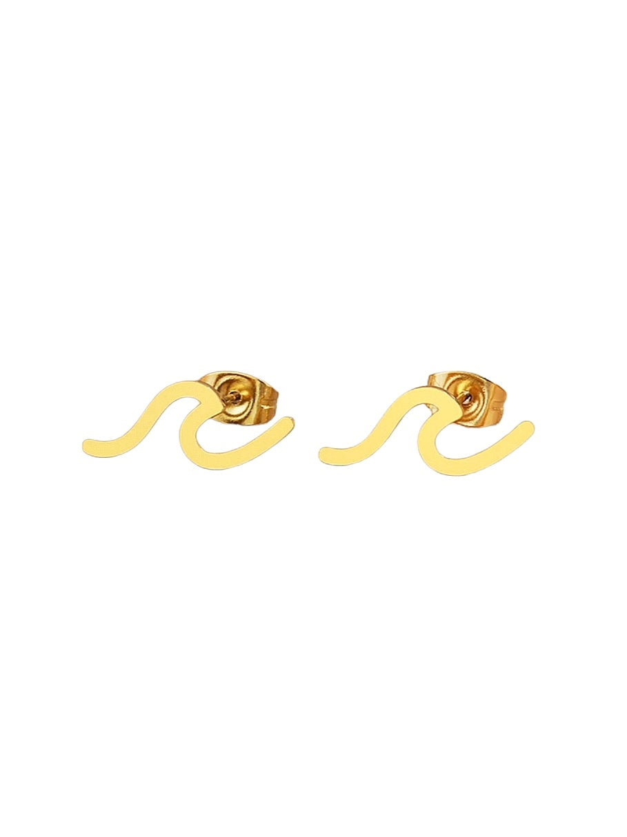 Wave Wellen Ohrstecker Ohrringe in gold 18k Edelstahl von Lymaja Jewelry