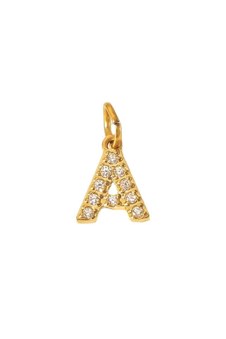 Zirkon Buchstaben Charm Anhänger mit einem A für Halsketten aus 18k Edelstahl von Lymaja Jewelry