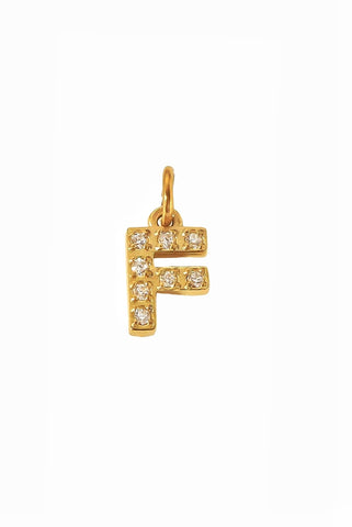 Zirkon Buchstaben Charm Anhänger mit einem F für Halsketten aus 18k Edelstahl von Lymaja Jewelry