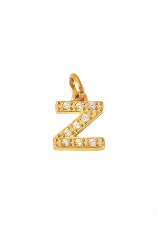 Zirkon Buchstaben Charm Anhänger mit einem Z für Halsketten aus 18k Edelstahl von Lymaja Jewelry