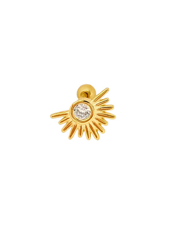 Sonnen Piercing Stern Ohrring mit Strass Zirkon gold Lymaja