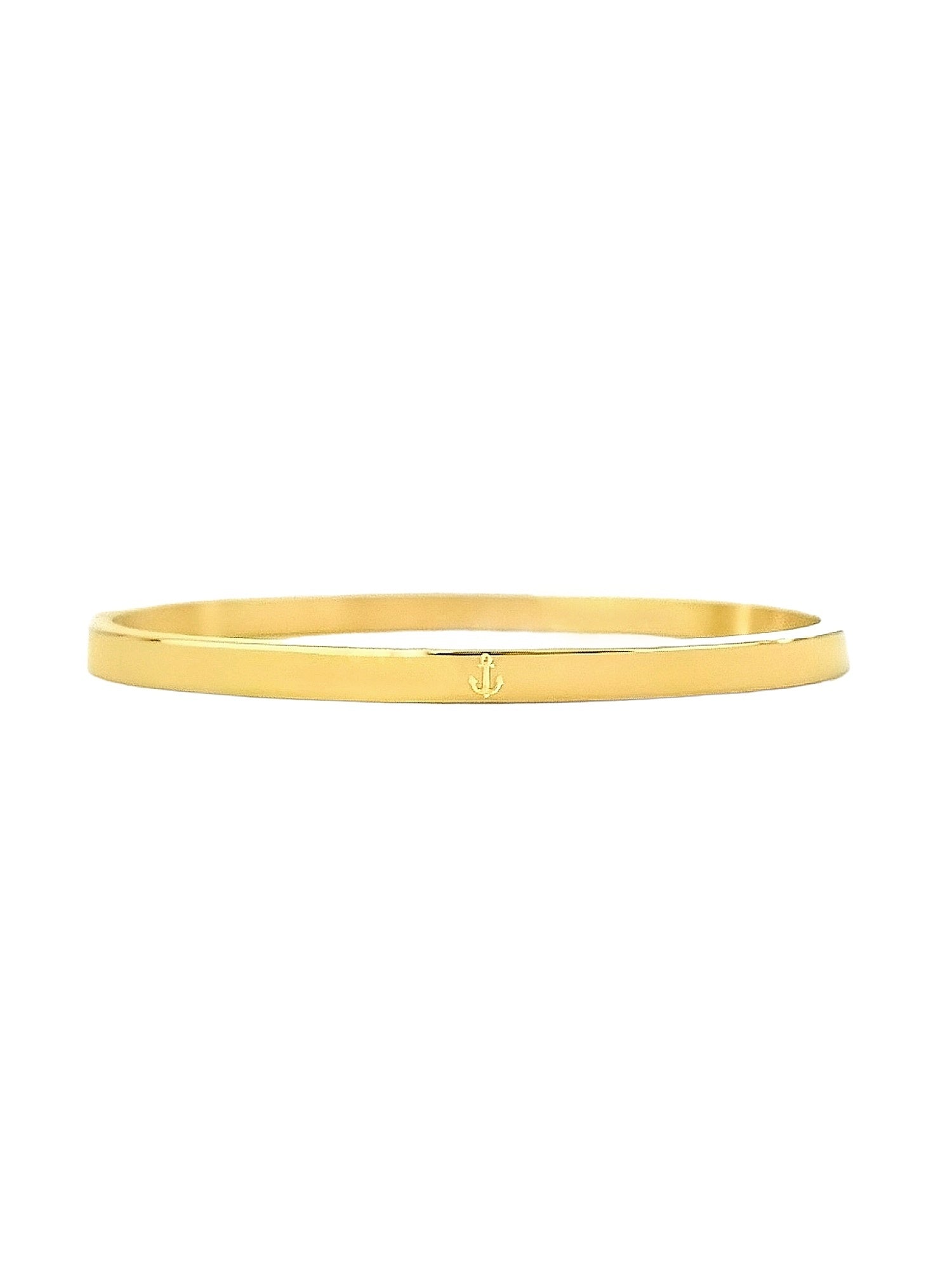 Filigraner Anker Armreif in Gold aus 18k vergoldetem Edelstahl mit feiner Gravur.
