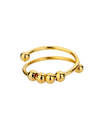 Ring aus Edelstahl in Gold – verstellbarer Anti-Stress Fidget Ring mit drehbaren Kügelchen