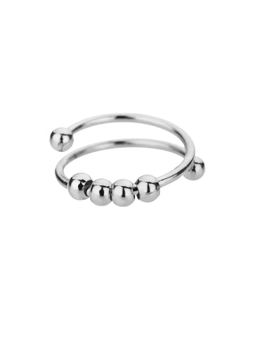 Ring aus Edelstahl in Silber – verstellbarer Anti-Stress Fidget Ring mit drehbaren Kügelchen