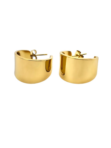 Breite Bold Creolen Ohrring Ohrstecker in gold aus wasserfestem 18k Edelstahl für Frauen von Lymaja Jewerly 