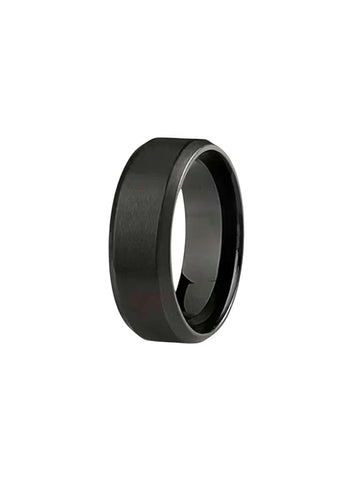 Schwarzer Brushed Edge Ring für Männer – matt gebürstet, polierter Rand, 316L Edelstahl - LYMAJA