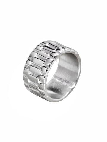 Edelstahl Herren Ring Chrono  in Silber mit Uhrenarmband-Design