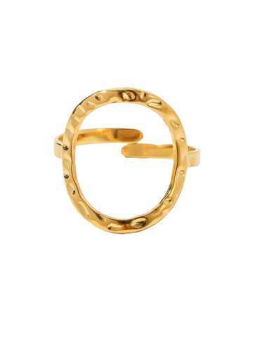 Verstellbarer Goldring mit einer Kreis Form aus Edelstahl - Lymaja