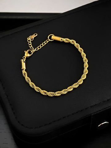 Männer Seil Armkette aus 4 mm Edelstahl in Gold mit Karabinerverschluss