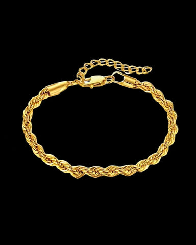 Männer Seil Armkette aus 4 mm Edelstahl in Gold mit Karabinerverschluss