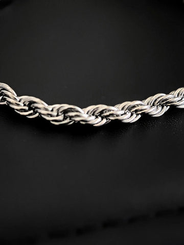 Männer Seil Armkette aus 4 mm Edelstahl in Silber mit Karabinerverschluss