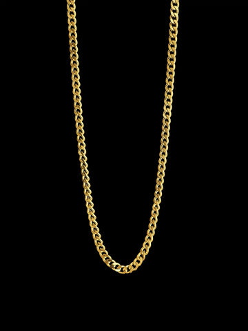 Schmale goldene Cuban Chain Halskette aus Edelstahl mit 3 mm Breite