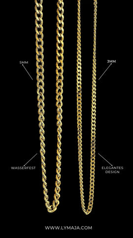 Goldene 5mm und 3mm Panzerketten für Männer