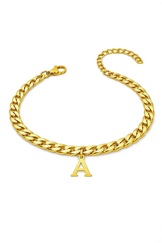 Goldenes Cuban Link Buchstaben Armband für Herren mit 10mm Wunschbuchstabe von LYMAJA