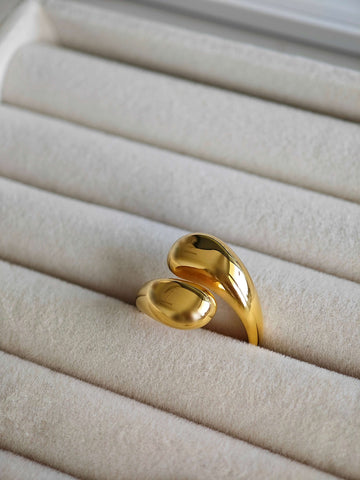 Double Drop Ring Gold – eleganter Tropfenring aus 18k Edelstah - LYMAJA