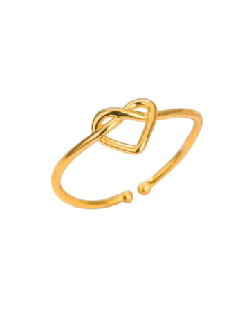 Endless Heart Ring aus 316L Edelstahl – verstellbar, wasserfest & 18k vergoldet, Minimalistischer Herz Ring - LYMAJA