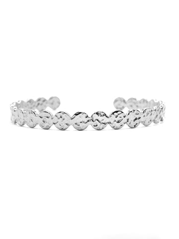 Hammered Armreif aus Edelstahl mit gehämmerter Struktur in Silber für Damen von Lymaja