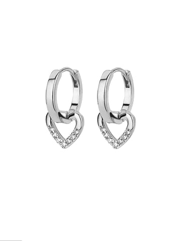 Lovely Heart Hoops mit einem Zirkon Herz in silber aus Edelstahl für Frauen von Lymaja Lymaja