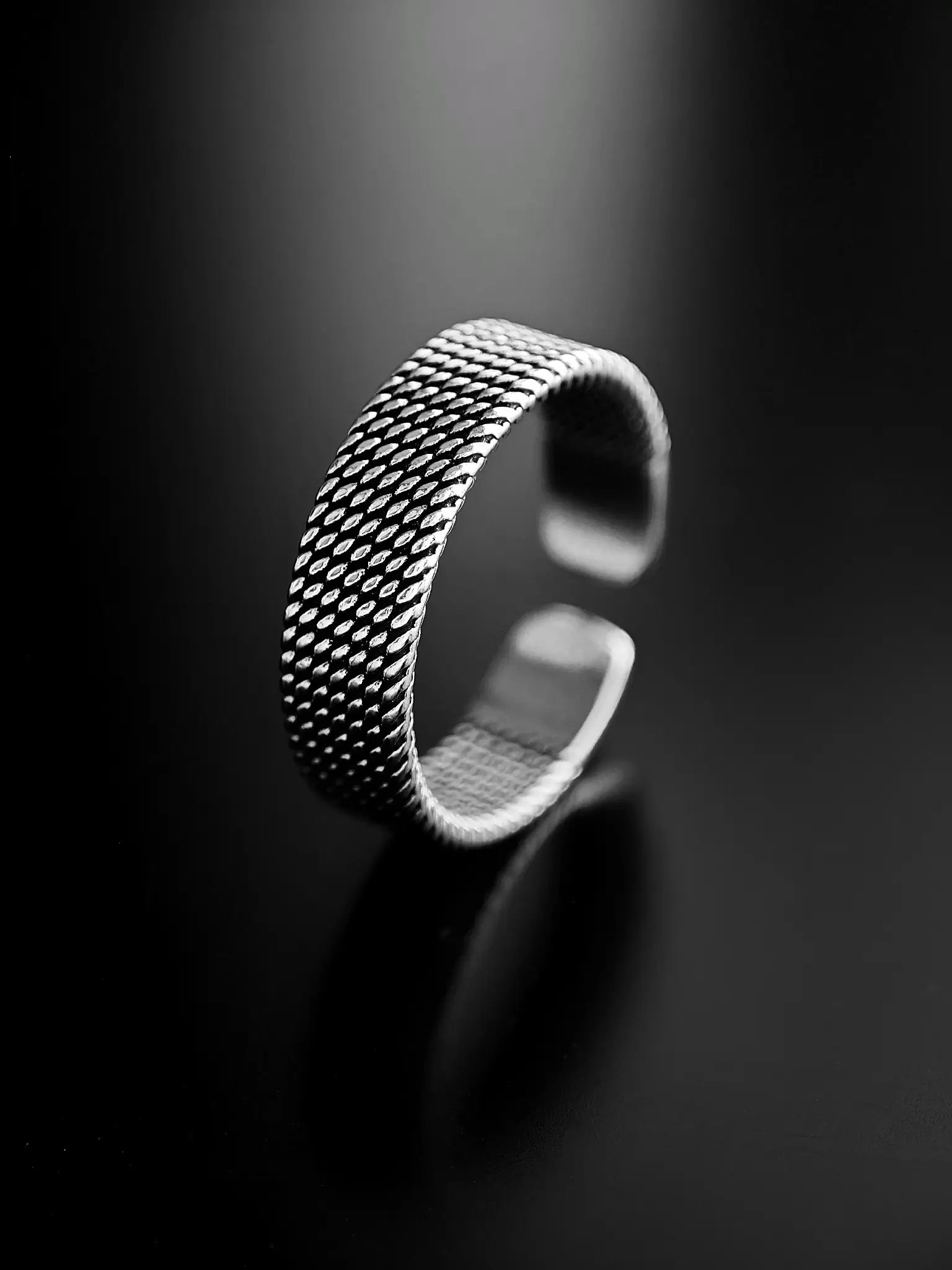 Silberner Mesh Ring für Herren aus Edelstahl