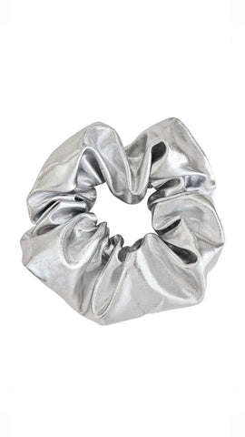 Metallic Scrunchie Silber Haargummi für Frauen von Lymaja Jewelry 