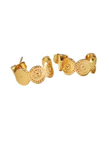 Goldene Statement-Ohrringe mit Sonnenstrahlen-Motiv aus 18k vergoldetem Edelstahl