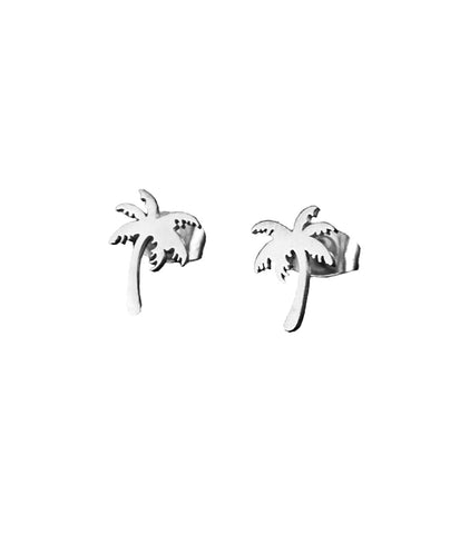 Filigrane Mini Palmen Ohrstecker in silber 316L Edelstahl in Palmenblatt-Form 12x8mm