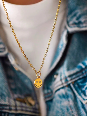 Mini Smiley Kette mit Anhänger in Gold