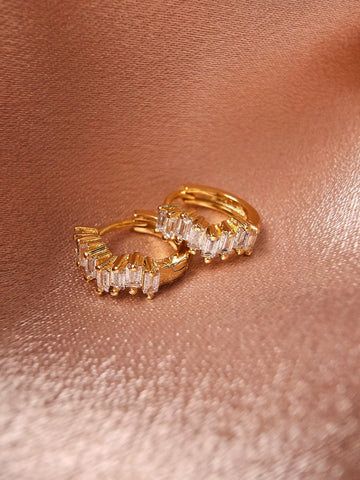 Goldene Mini Zirkon Hoops Ohrringe mit Klappverschluss - LYMAJA