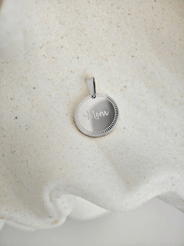 Mom Coin Chain mit graviertem Mom Anhänger aus Edelstahl in Silber - LYMAJA