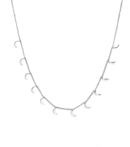 Moon Choker Halskette in silber 316L Edelstahl mit kleinen Mini Mond Anhängern