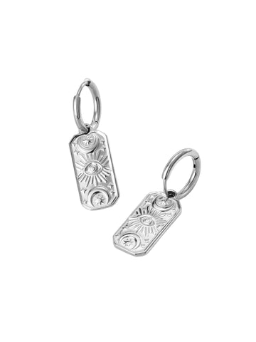 Ohrring Creolen in silber mit einem Auge Stern und Mond Motiv- Lymaja