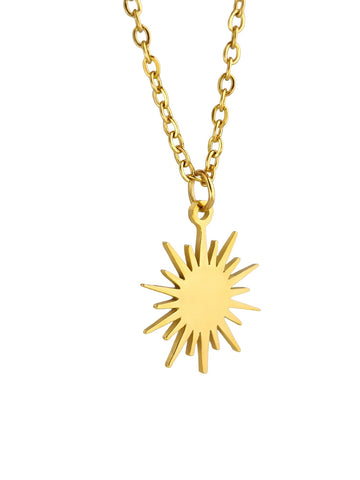 Nerina Sonnen Halskette aus 18K vergoldetem Edelstahl mit Sonnenanhänger, wasserfest & elegant - LYMAJA