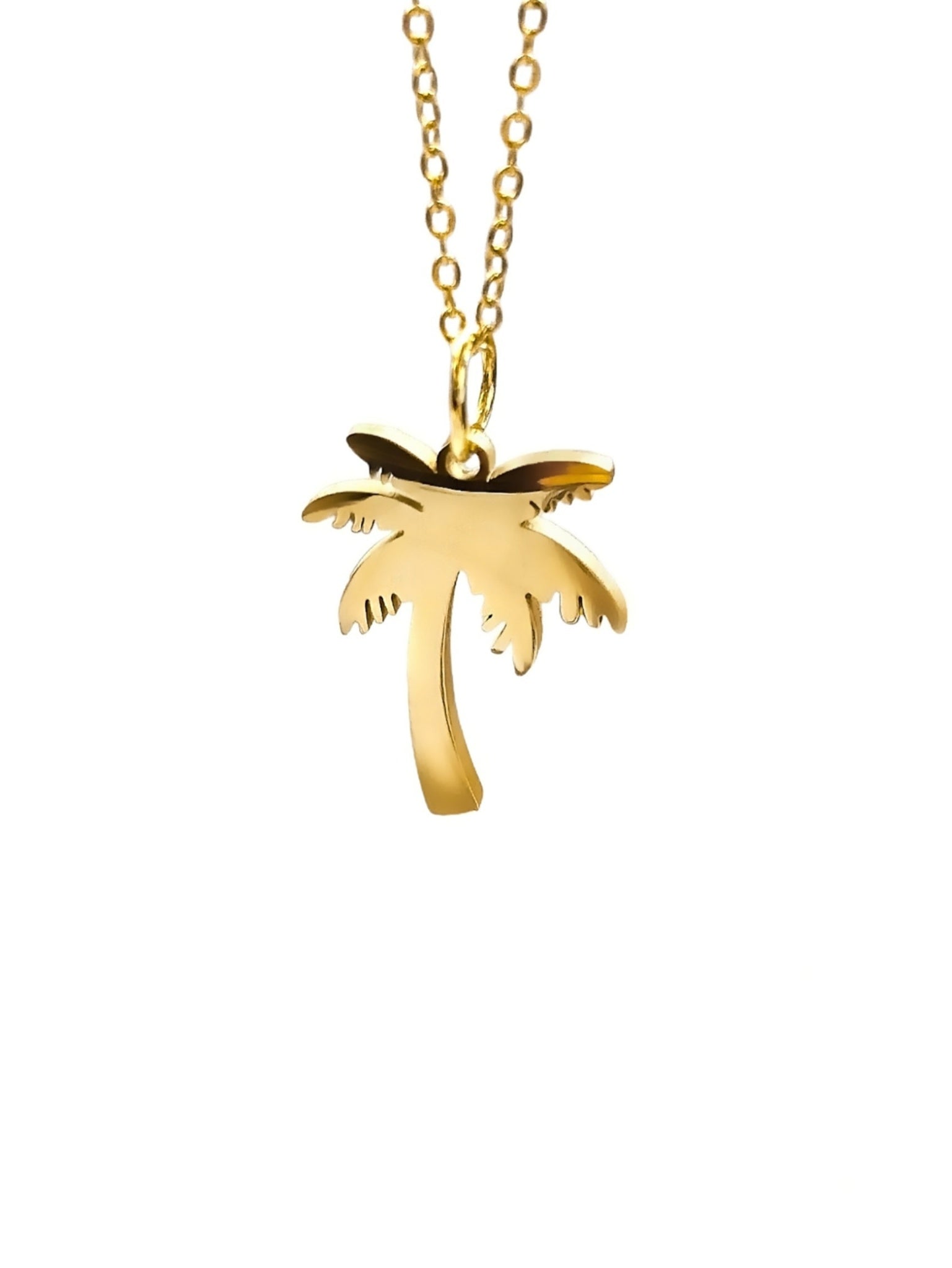 Goldene Palmen Halskette aus Edelstahl – Sommer Schmuck für Damen